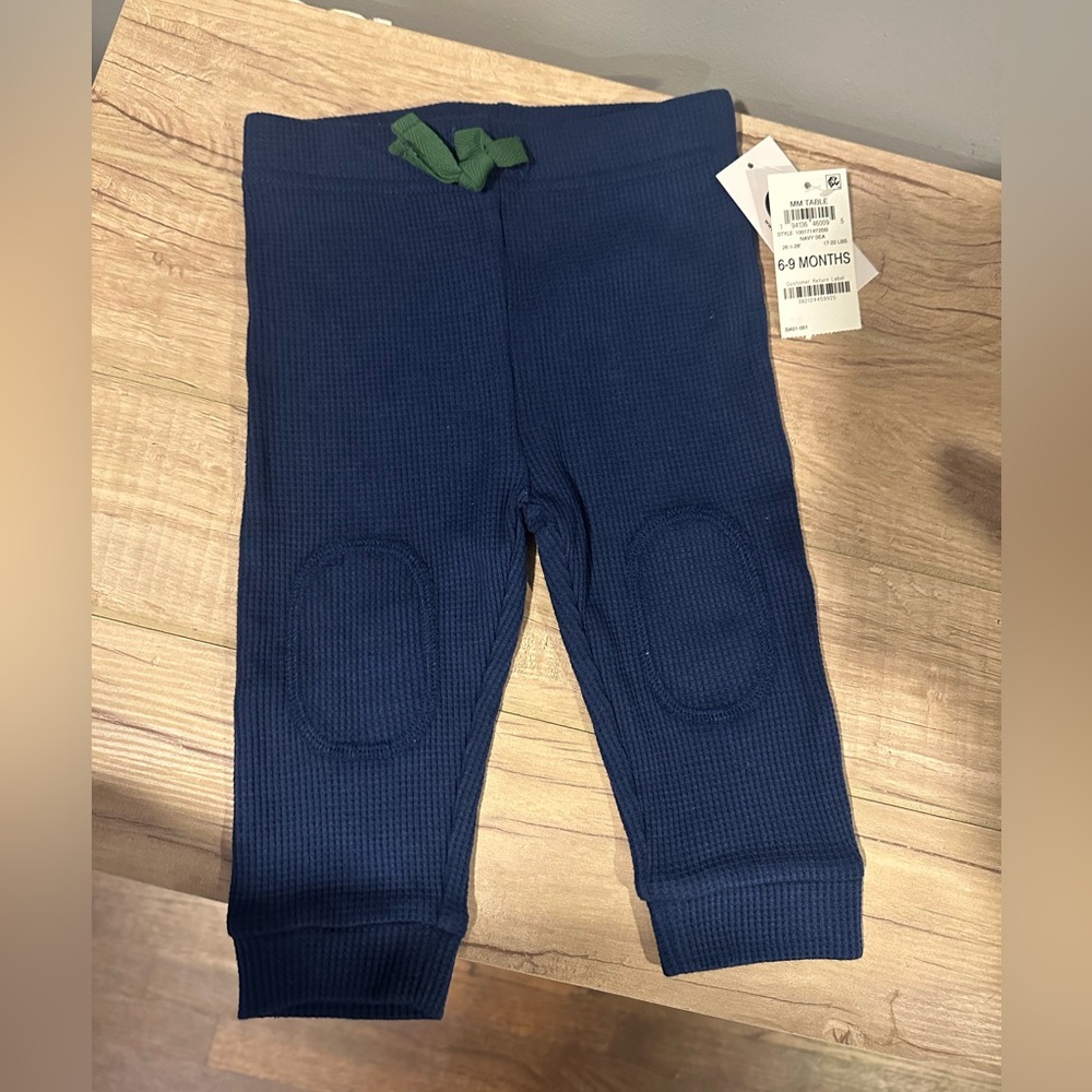 First Impressions Waffle Knee Patch Joggers Size 6-9 Months NWT